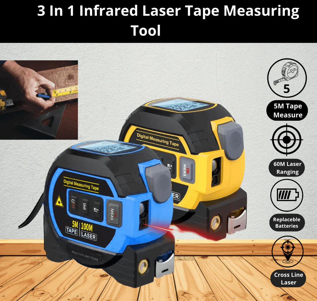 CraftersHaven™ Measurin Sight 3-In-1 Infrared Laser Tape Measuring